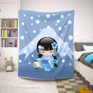 Manta Sherpa Muñeca Kokeshi de Invierno - Geisha de la Montaña
