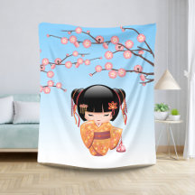 Muñeca Ume Kokeshi - Azul Chica Geisha japonés