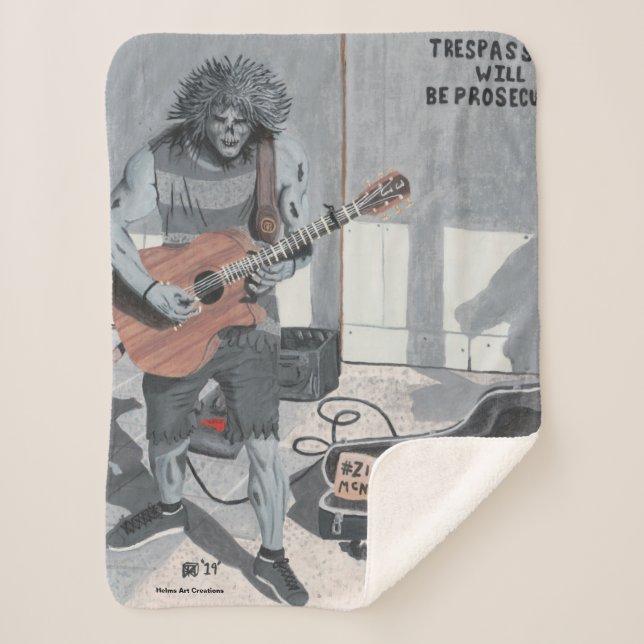 Manta Sherpa Músico de guitarra zombi Fantasy Art Sherpa Blanke (Anverso)