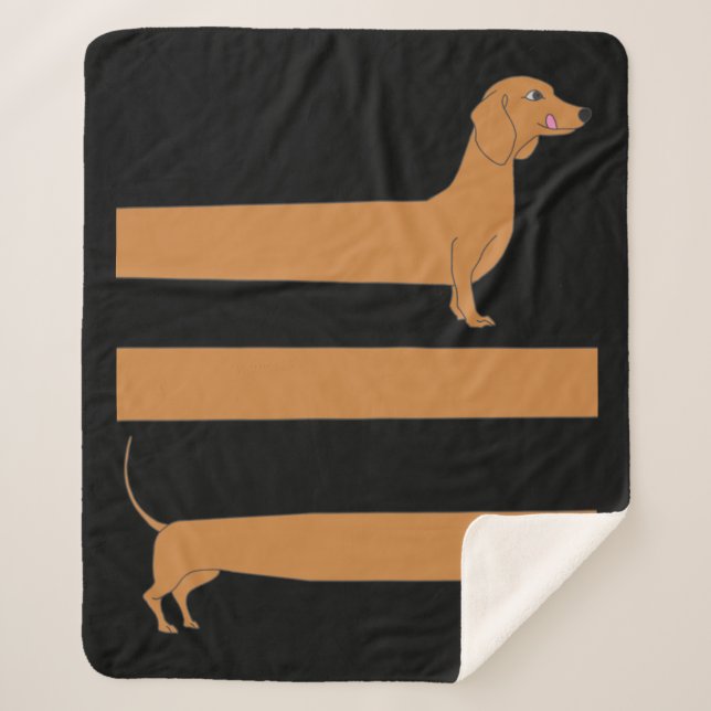 Manta Sherpa Muy largo Dachshund divertido (Anverso)