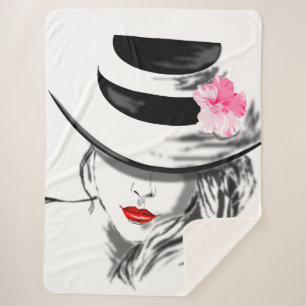 Manta Sherpa Mysteryous Lady Sherpa Blanket Red Lips