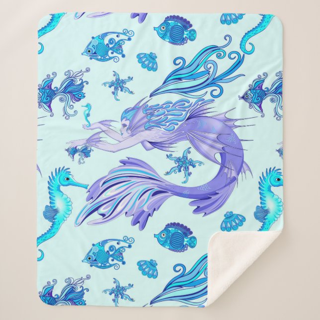 Manta Sherpa Mystic Mermaid Fairy Purple Creple Ceramic Tile (Anverso)