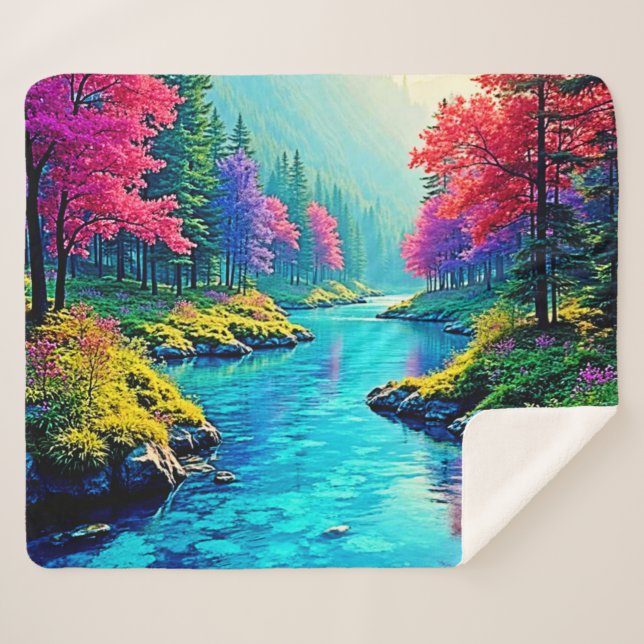 Manta Sherpa Mystic River Dreamy Forest Path Design (Anverso (horizontal))