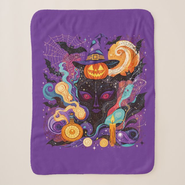 Manta Sherpa Mystical Halloween Witch Face (Anverso)
