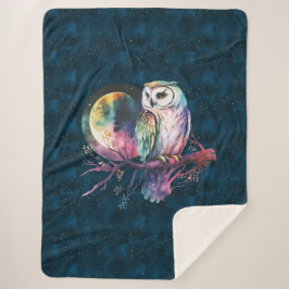 Manta Sherpa Mystical Rainbow Owl y Full Moon Celestial