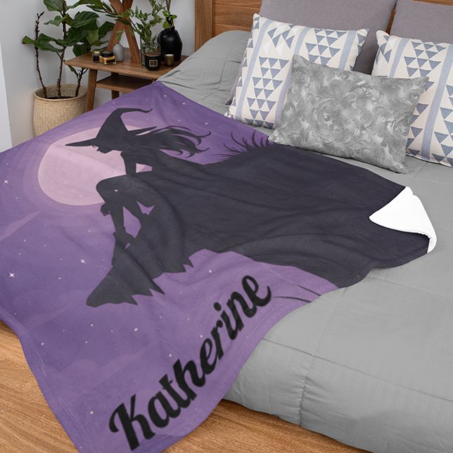 Manta Sherpa Mystical Witch Silhouette Under Moonlight Gift (Subido por el creador)
