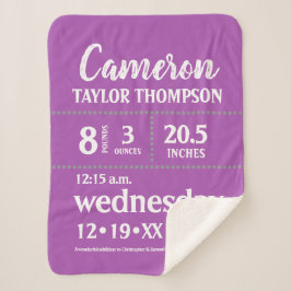 Manta Sherpa Nacimiento de Stat Nursery moderno en morado