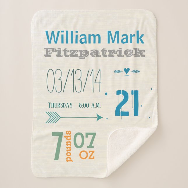 Manta Sherpa Nacimiento Nacimiento Niño Nacimiento Estadísticas (Anverso)