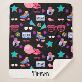 Manta Sherpa Naipes Retro black 80s Costume Vibrant culture pop