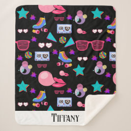 Manta Sherpa Naipes Retro black 80s Costume Vibrant culture pop