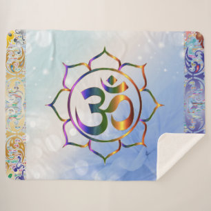 Manta Sherpa Namaste Om Lotus Rainbow Spiritual Vintage