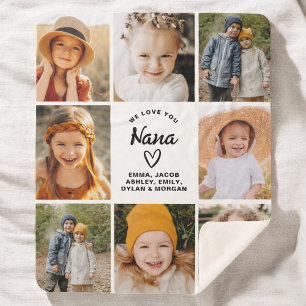 Manta Sherpa Nana We Love you Heart Modern Collage de fotos