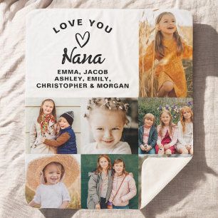 Manta Sherpa Nana We Love you Heart Modern Collage de fotos