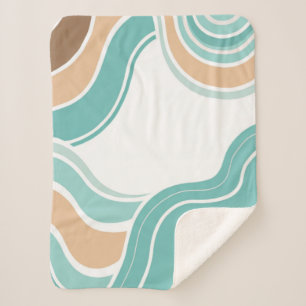 Manta Sherpa Naranja azul ondulado colorido abstracto