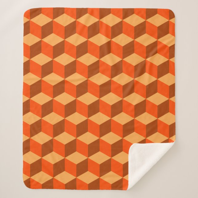 Manta Sherpa Naranja Cubes (Anverso)