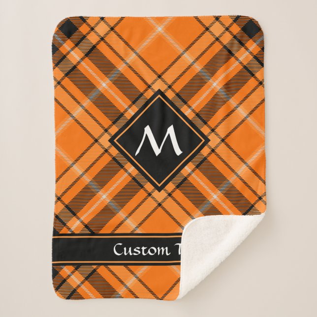 Manta Sherpa Naranja de Halloween Tartan (Anverso)
