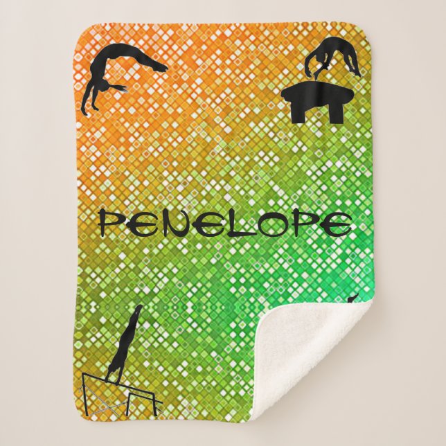 Manta Sherpa Naranja, eventos de gimnasia verde Sherpa Blanket (Anverso)