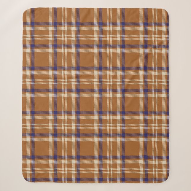 Manta Sherpa Naranja Glen Plaid texturizado patternabstracto si (Anverso)