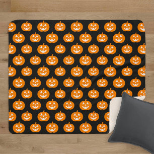 Manta Sherpa Naranja Jack O Lantern Modelo de calabaza Hallowee