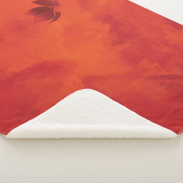 Manta Sherpa Naranja quemado Persimmon Abstrato de hojas otoño (3/4)