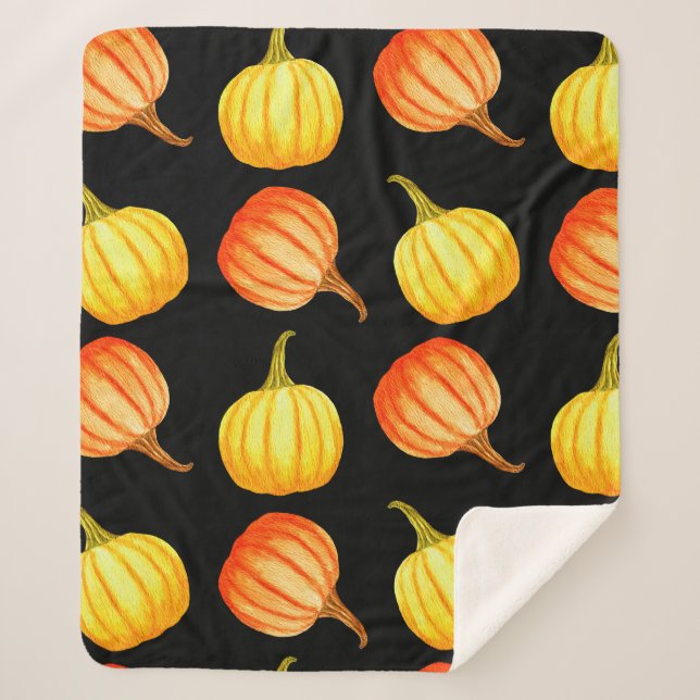 Manta Sherpa Naranja redondo y calabaza amarilla. Agua transpar (Anverso)