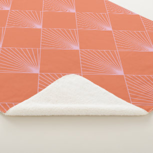 Manta Sherpa Naranja Retro Elegante Patrón de línea Art Decó Ro