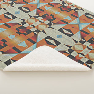 Manta Sherpa Naranja rojo azul Taupe Brown Arte tribal negro