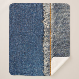 Manta Sherpa Naranja Stitch, Parche De Doble Denim.