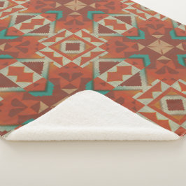 Manta Sherpa Naranja verde de óxido Verde azulado Beige Marrón