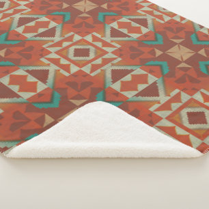 Manta Sherpa Naranja verde de óxido Verde azulado Beige Marrón