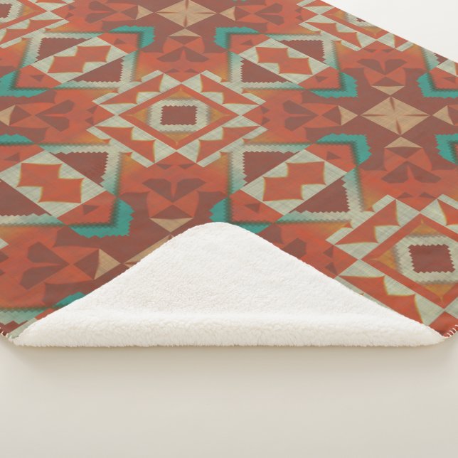 Manta Sherpa Naranja verde de óxido Verde azulado Beige Marrón  (3/4)