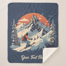 Manta Sherpa Naranja Vintage Mountain Pine Skip Sunset