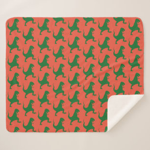 Manta Sherpa naranja y Navidades de dinosaurios verdes Sherpa B