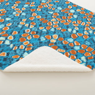 Manta Sherpa Naranja y patrón azul