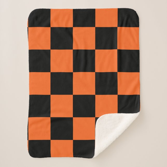 Manta Sherpa Naranja y placa de verificación de búfalo negro (Anverso)