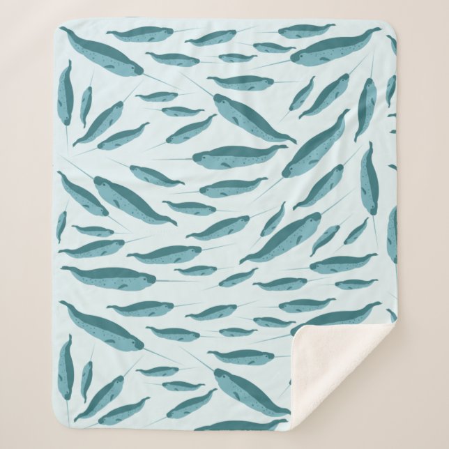 Manta Sherpa Narwhal en el patrón del océano azul (Anverso)