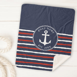 Manta Sherpa Nautical Anchor Naval Blue White Red Boot Nombre