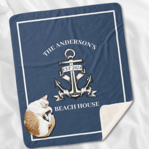 Manta Sherpa Nautical Beach House Nombre Familia Est Barco Ancl