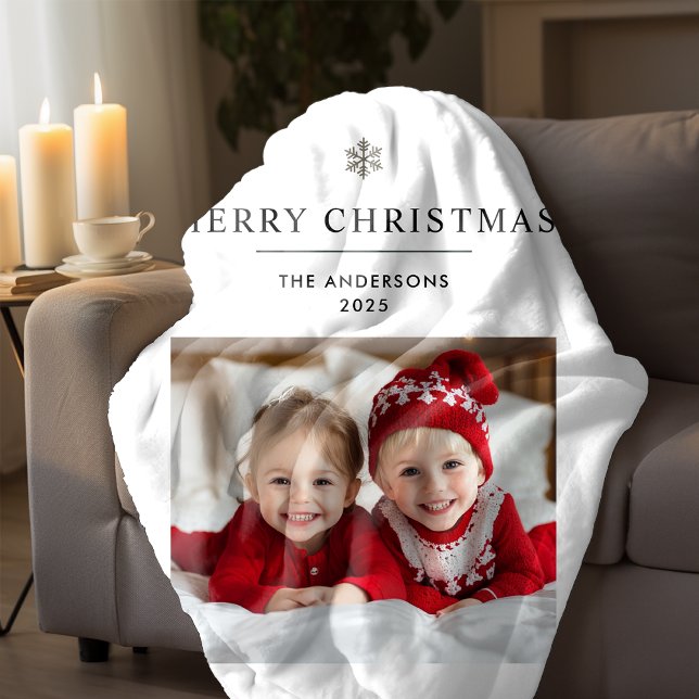 Manta Sherpa "Navidad Feliz personalizada con foto y nombre (Subido por el creador)