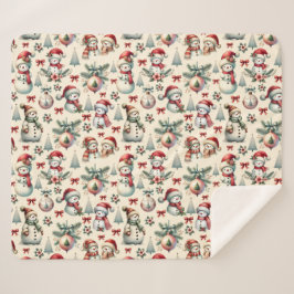 Manta Sherpa Navidades artesanales del país Snowman