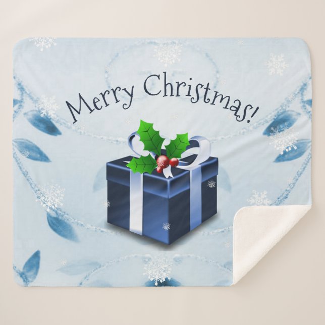 Manta Sherpa Navidades azules regalo Sherpa Blanket (Anverso (horizontal))