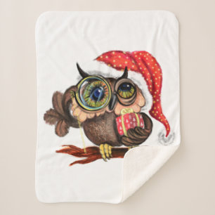 Manta Sherpa Navidades bebé Cherpa Blanket Lechuza con regalos