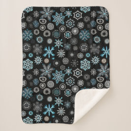 Manta Sherpa Navidades Blue Snowflakes