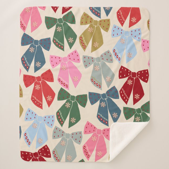 Manta Sherpa Navidades Bows Coquette (Anverso)
