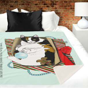 Manta Sherpa Navidades Caja de juguetes gato