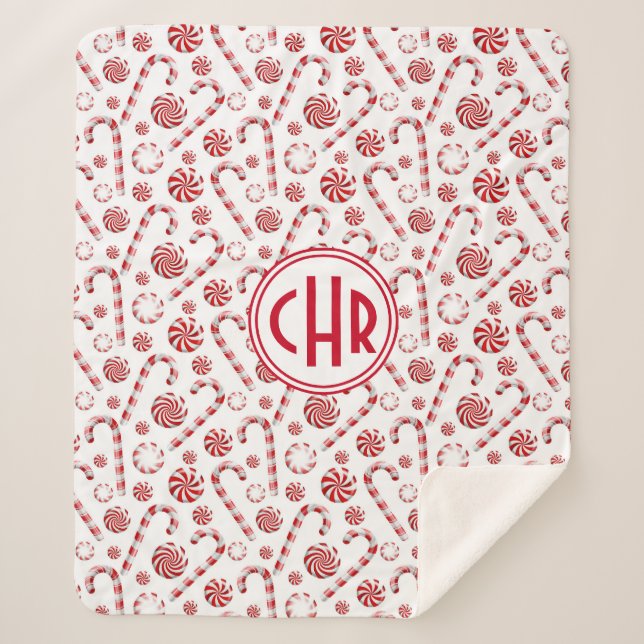 Manta Sherpa Navidades clásicos Candy Cane Car (Anverso)