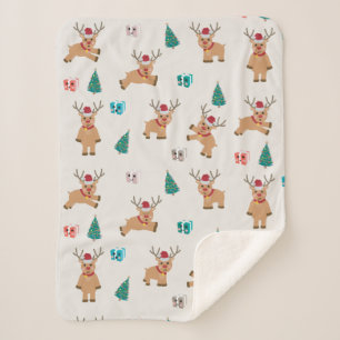 Manta Sherpa Navidades Cuidados Deer Xmas Regalos & Patrón de á