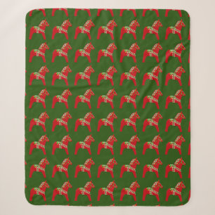 Manta Sherpa Navidades Dala Horses
