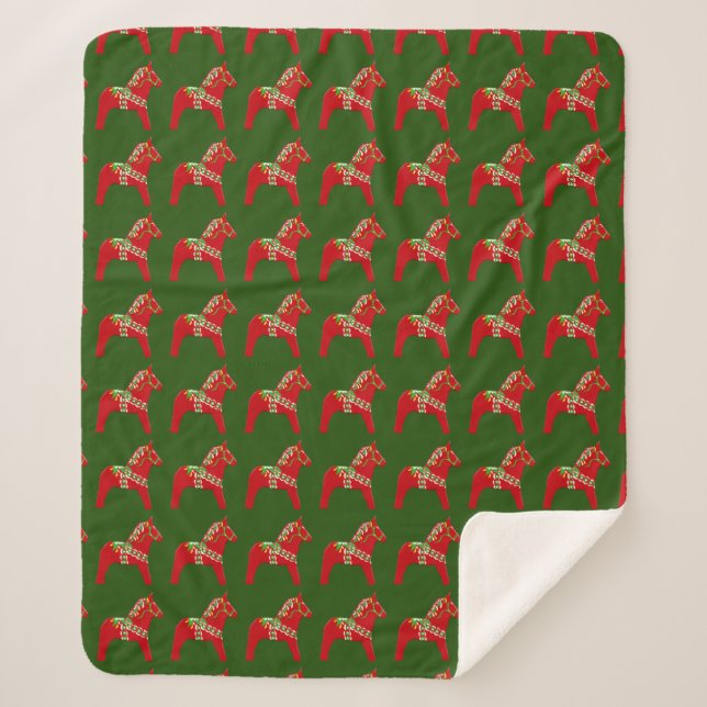 Manta Sherpa Navidades Dala Horses (Anverso)