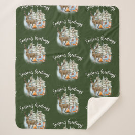 Manta Sherpa Navidades de animales de Woodland Media Sherpa Bla